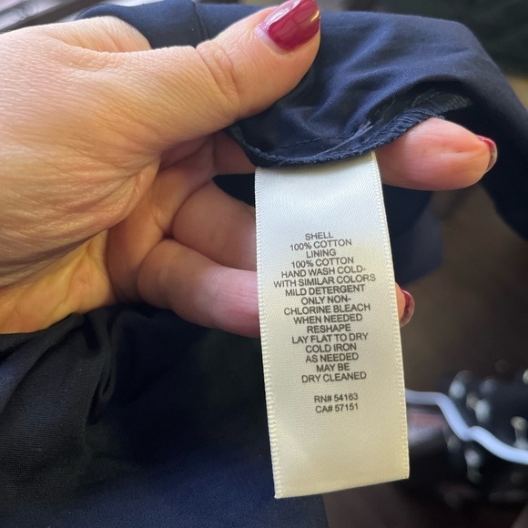 NWT Eliza J Smocked Cotton Dress In Navy with Bow Straps - Picture 9 of 10